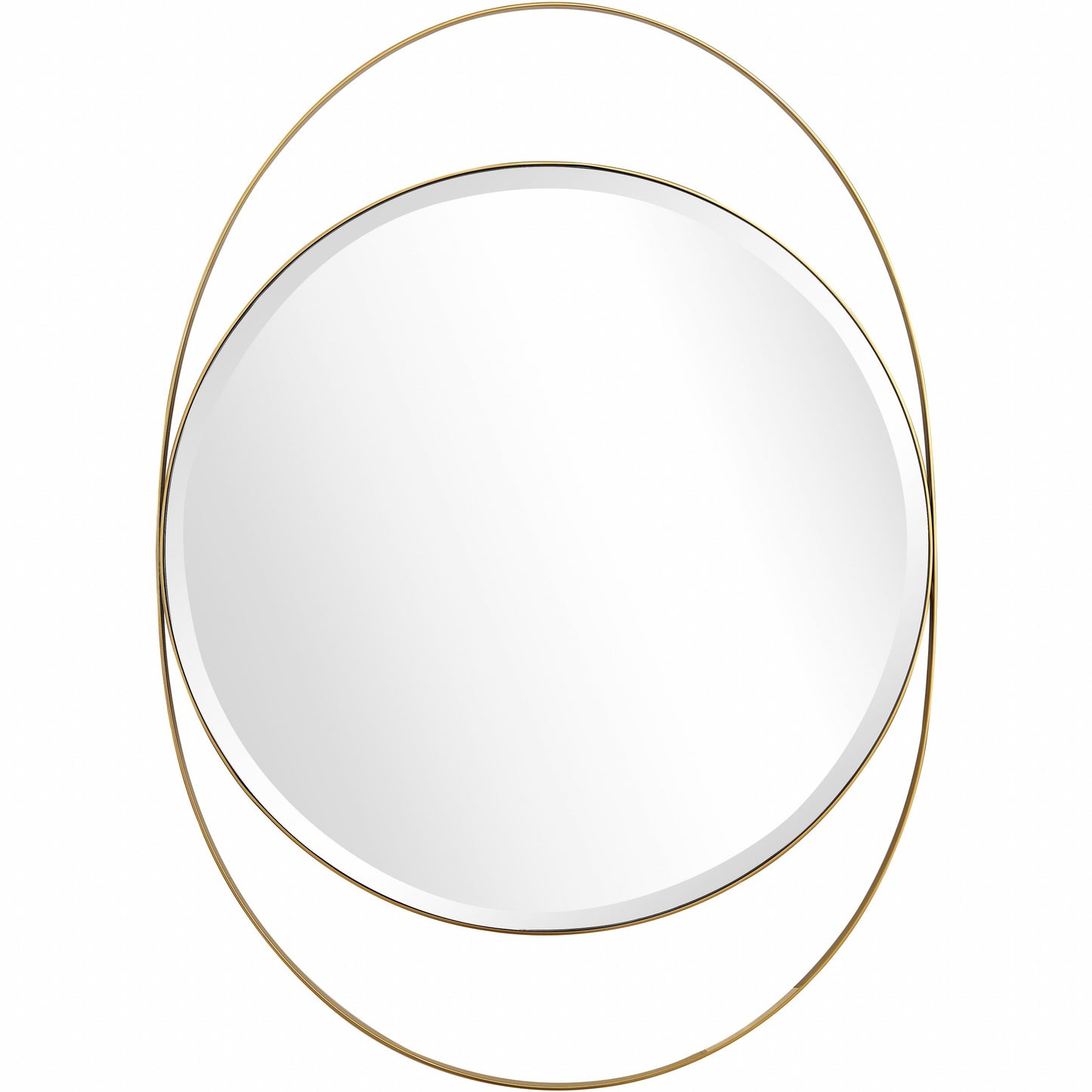 Gold Oval Framed Round Accent Mirror