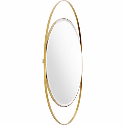 Gold Oval Framed Round Accent Mirror