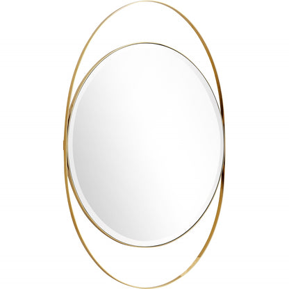 Gold Oval Framed Round Accent Mirror