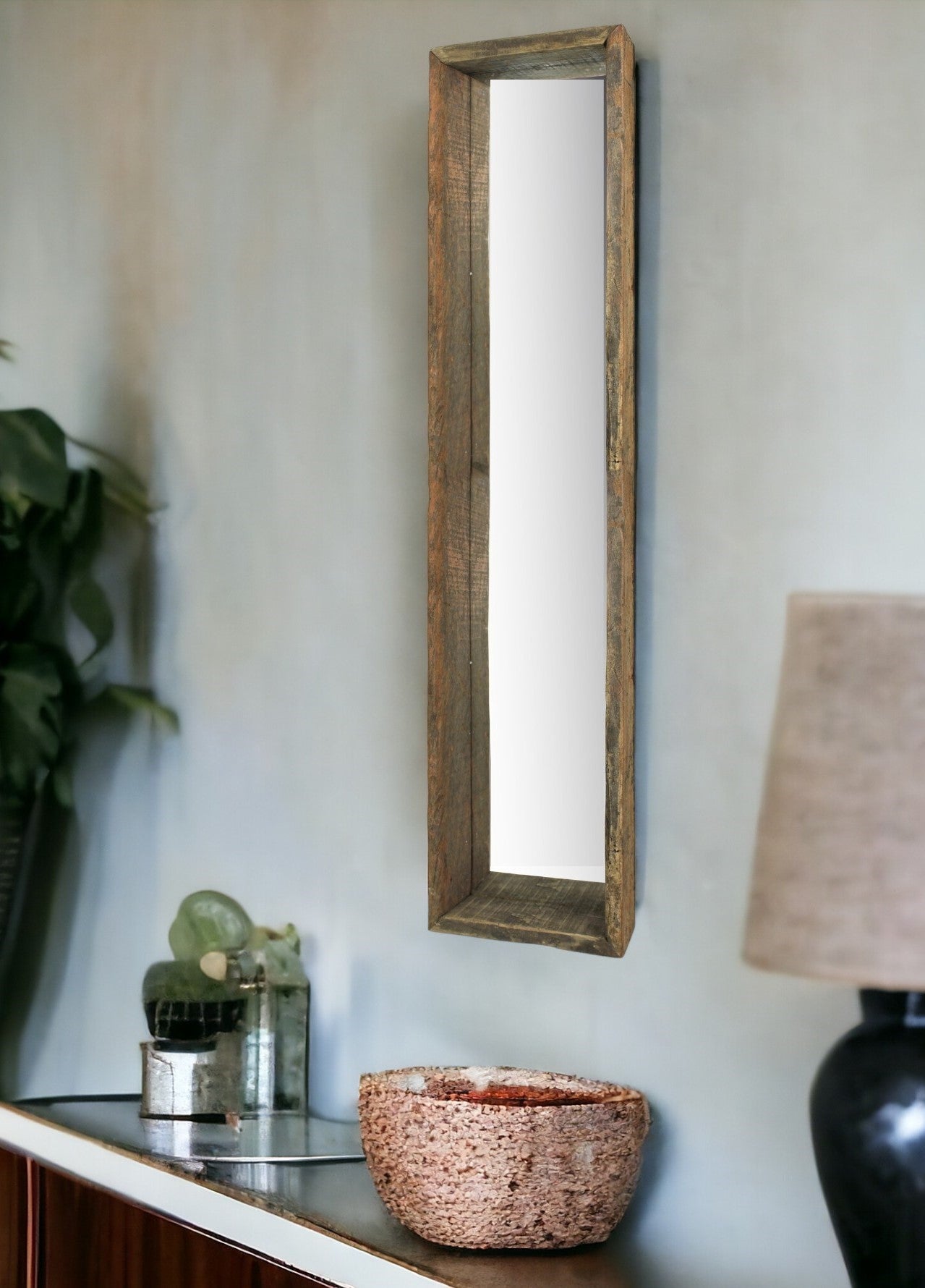 Natural Brown Framed Full Length Hanging Mirror