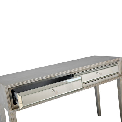 Silver Mirrored Glass Console Table