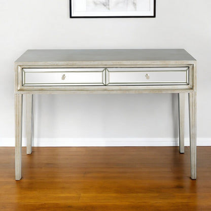 Silver Mirrored Glass Console Table