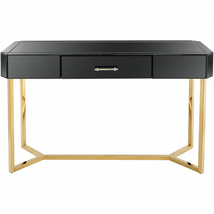 Black Mirrored Glass Console Table