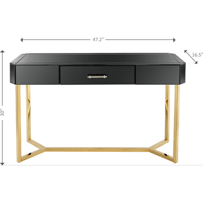 Black Mirrored Glass Console Table