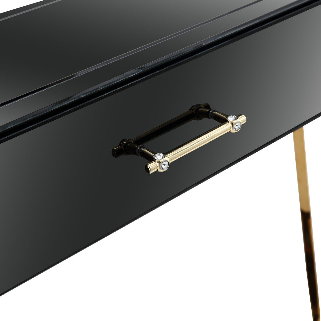 Black Mirrored Glass Console Table