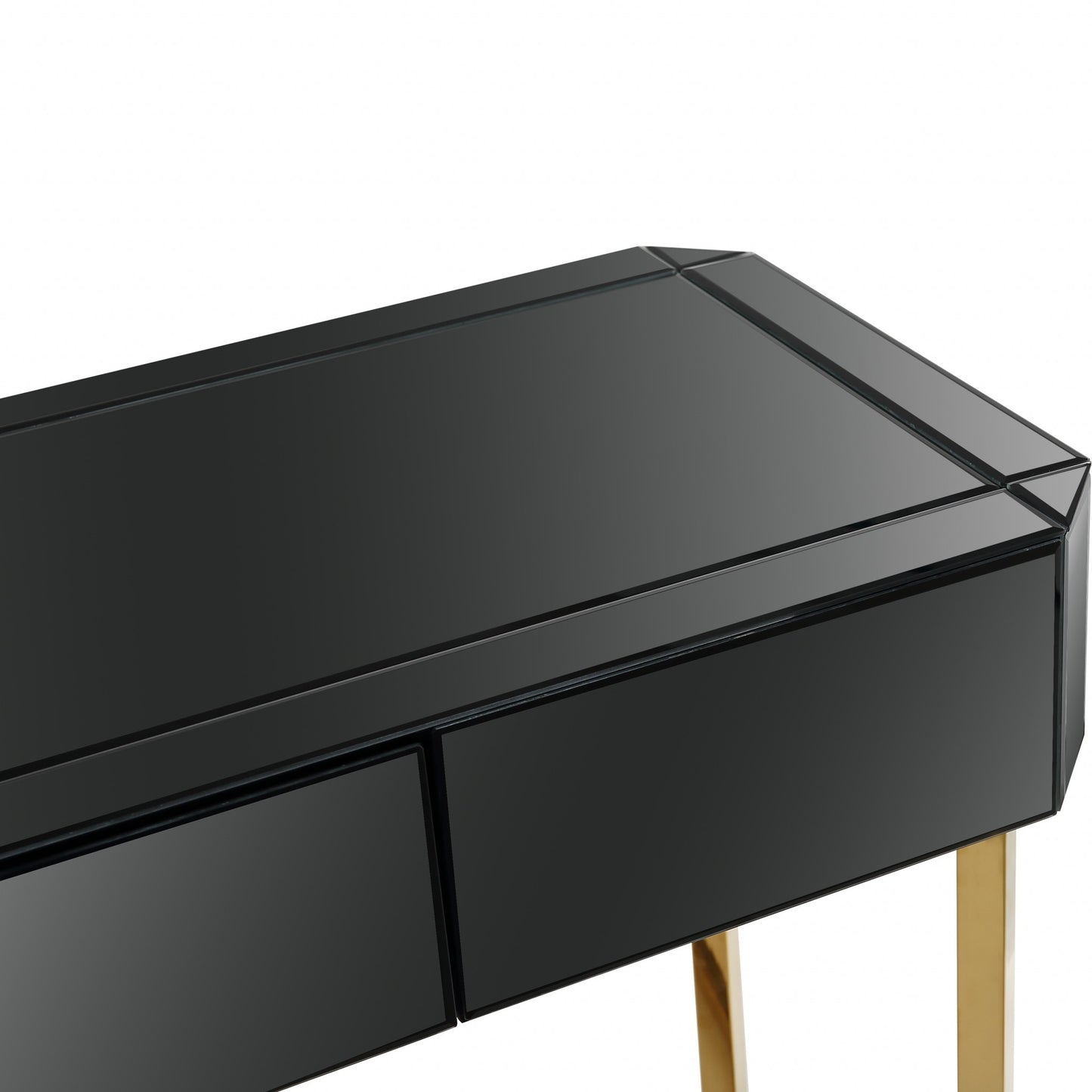 Black Mirrored Glass Console Table