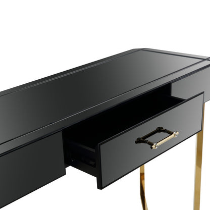 Black Mirrored Glass Console Table