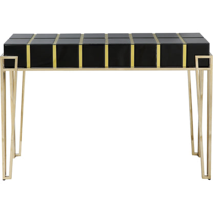 Black & Gold Mirrored Glass Console Table