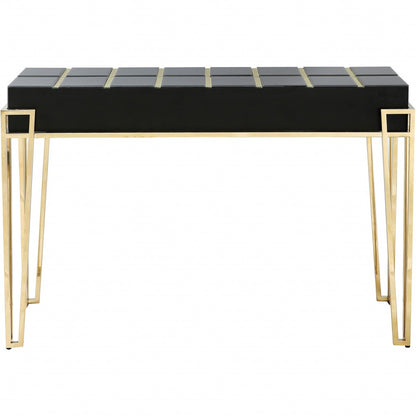 Black & Gold Mirrored Glass Console Table