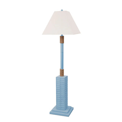Blue Floor Lamp w/ Tan Linen Shade