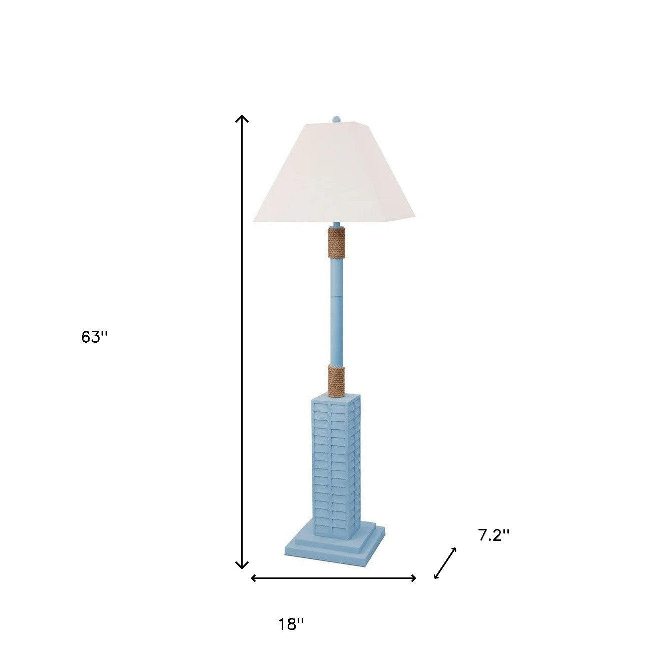 Blue Floor Lamp w/ Tan Linen Shade