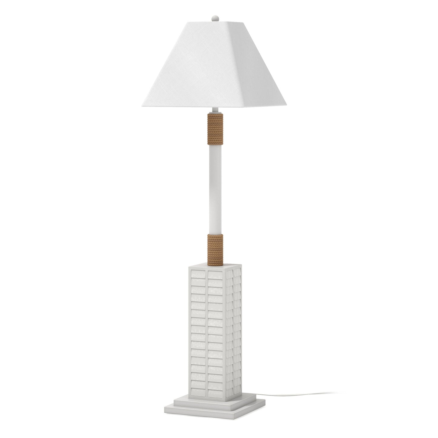 White Floor Lamp w/ White Linen Shade