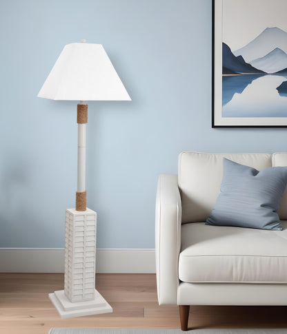 White Floor Lamp w/ White Linen Shade