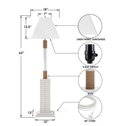 White Floor Lamp w/ White Linen Shade