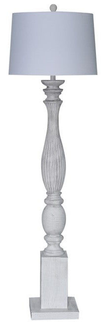 White Wash Plantation Resin Floor Lamp w/ White Shade