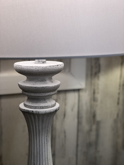 White Wash Plantation Resin Floor Lamp w/ White Shade