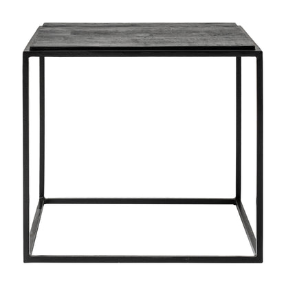 Brown & Black Solid Wood & Iron Square Nesting Tables