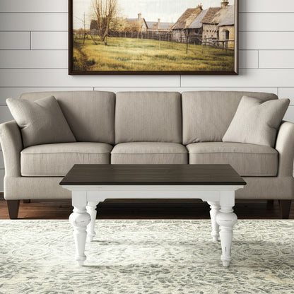 Brown & White Wood Square Distressed Coffee Table image 1