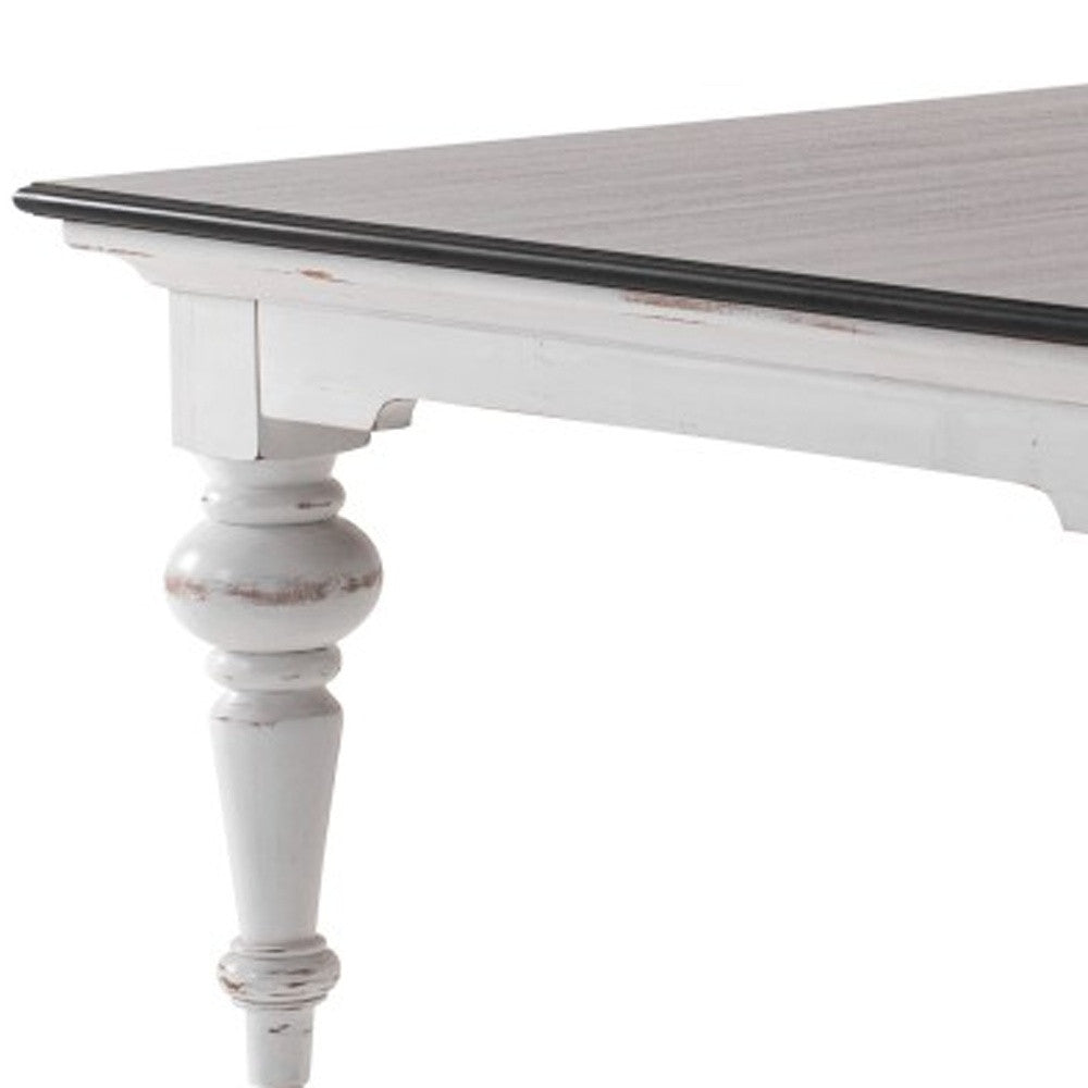 Brown & White Wood Square Distressed Coffee Table image 6