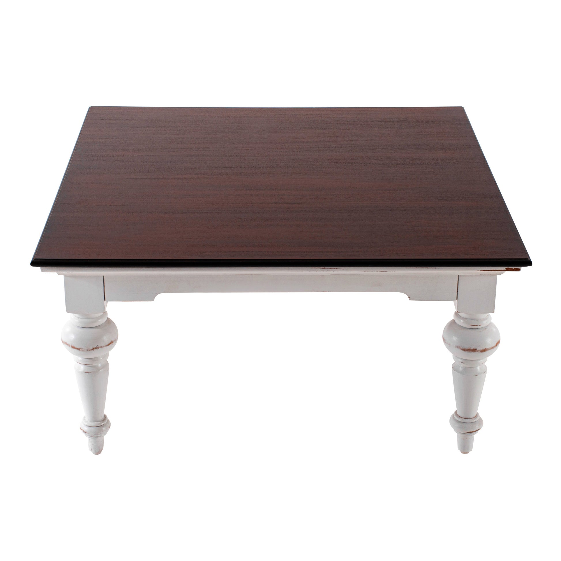 Brown & White Wood Square Distressed Coffee Table image 4