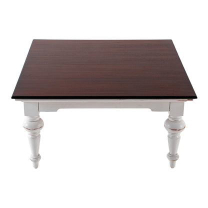 Brown & White Wood Square Distressed Coffee Table image 4