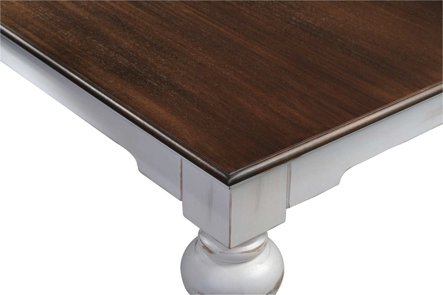 Brown & White Wood Square Distressed Coffee Table image 5