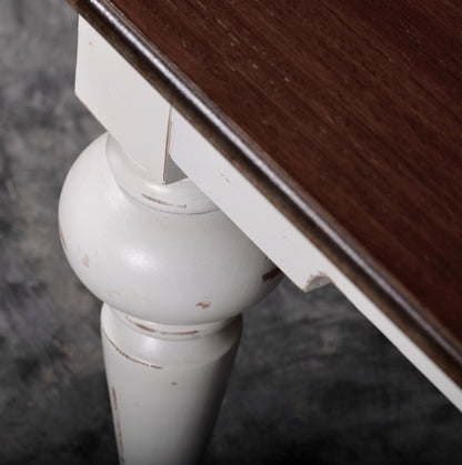 Brown & White Wood Square Distressed Coffee Table image 9