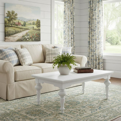 White Solid Wood Coffee Table image 1