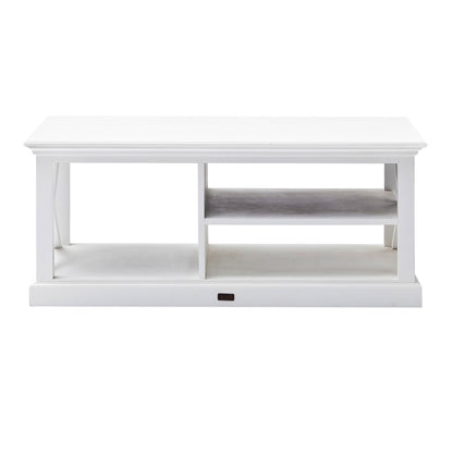 White Solid Wood & Wood Coffee Table w/ 3 Shelves