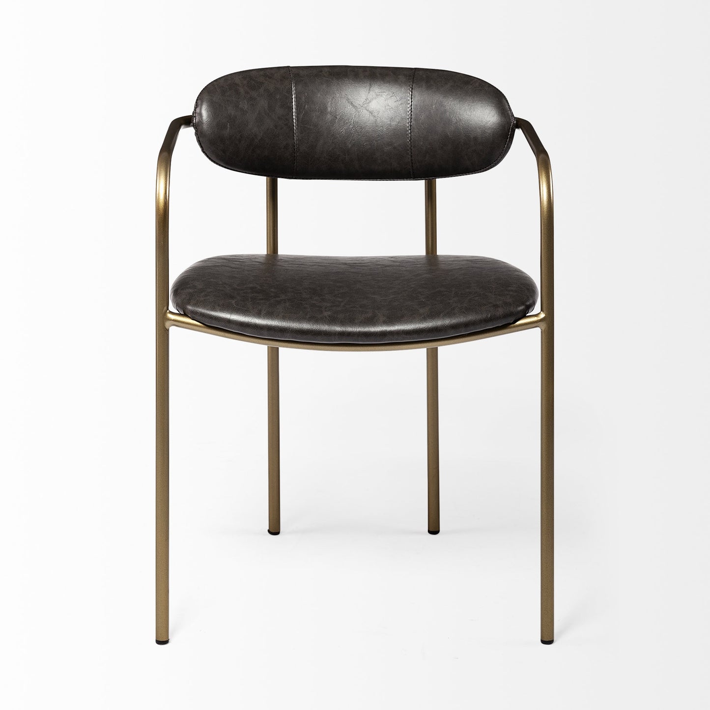 Brown & Gold Faux Leather Dining Chairs - Set of 2