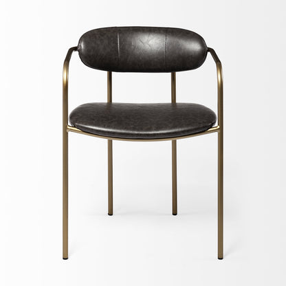 Brown & Gold Faux Leather Dining Chairs - Set of 2