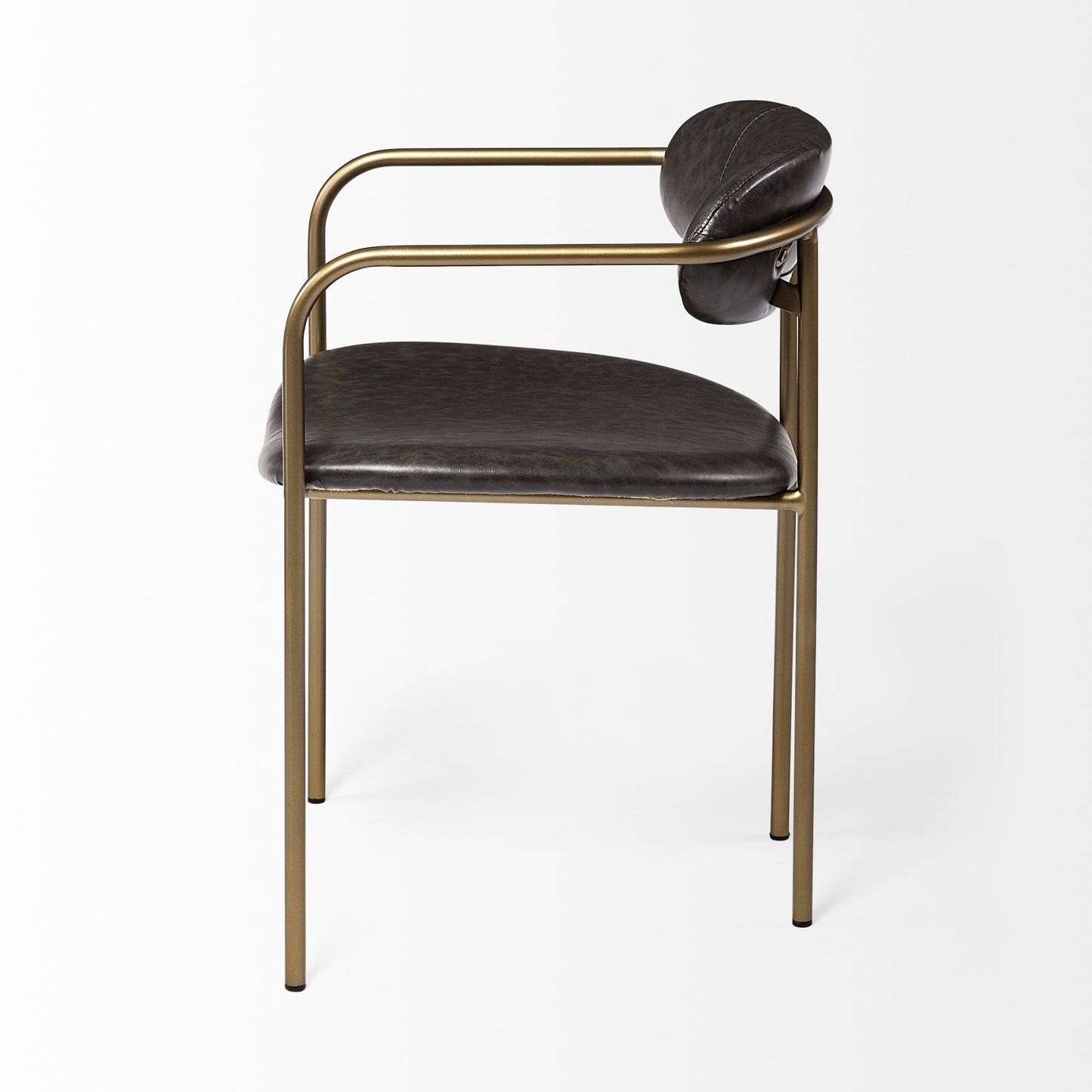 Brown & Gold Faux Leather Dining Chairs - Set of 2