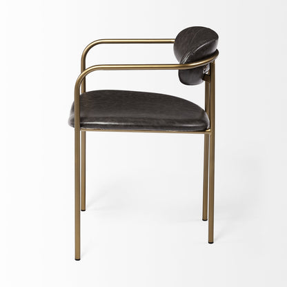 Brown & Gold Faux Leather Dining Chairs - Set of 2