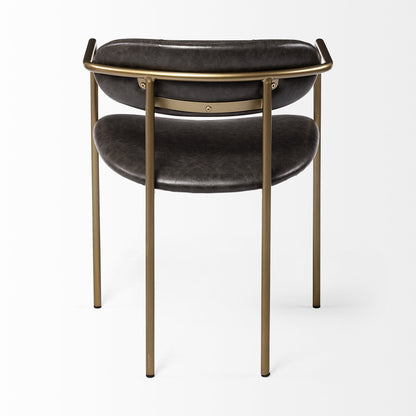 Brown & Gold Faux Leather Dining Chairs - Set of 2