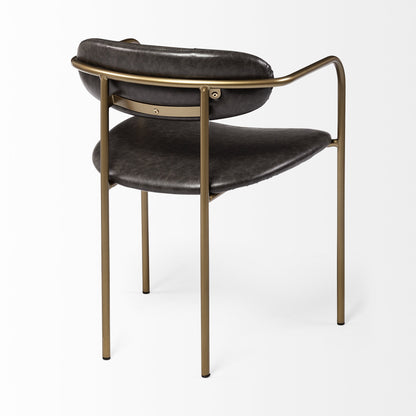 Brown & Gold Faux Leather Dining Chairs - Set of 2