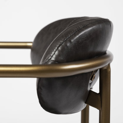 Brown & Gold Faux Leather Dining Chairs - Set of 2