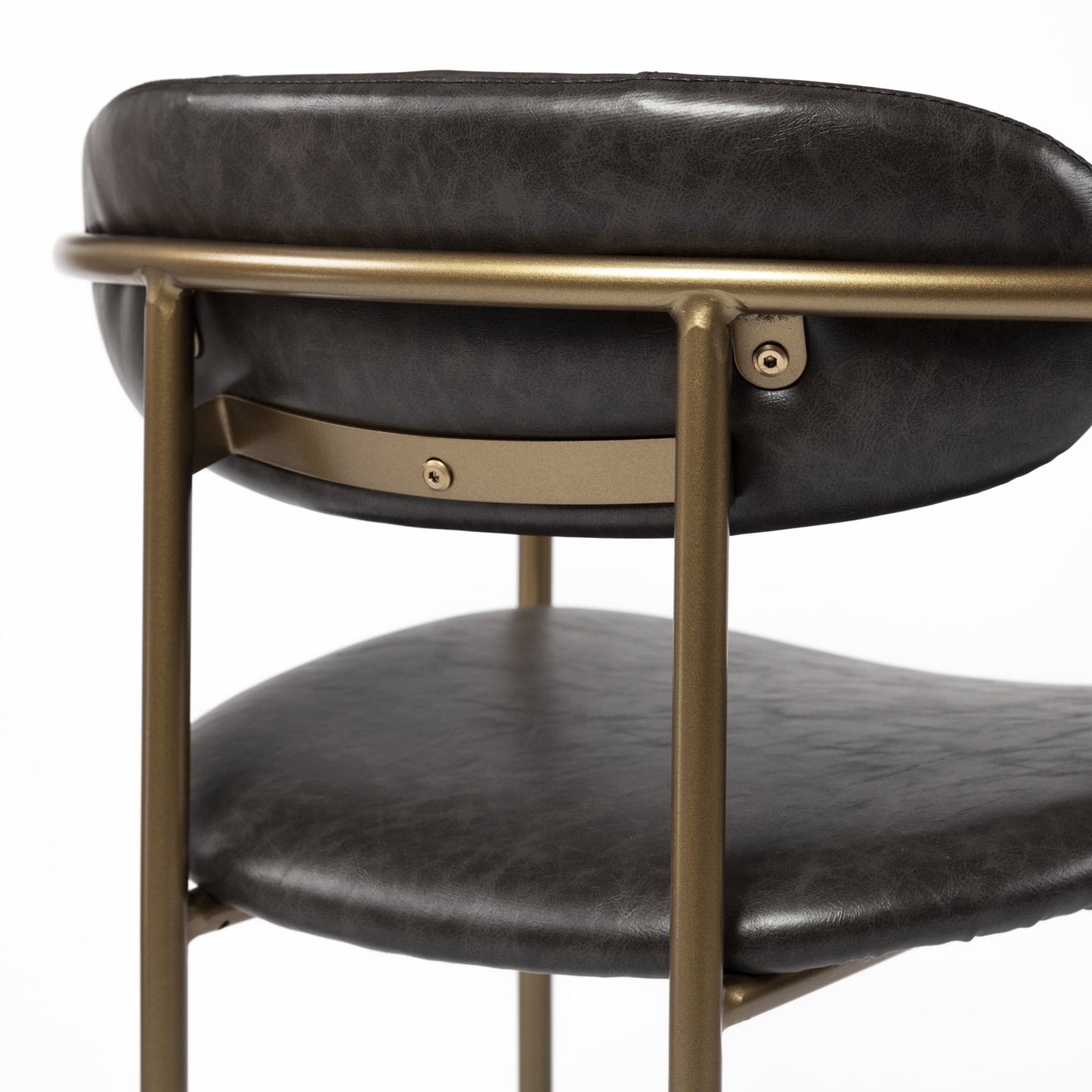 Brown & Gold Faux Leather Dining Chairs - Set of 2