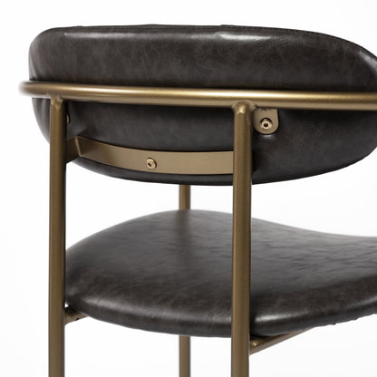Brown & Gold Faux Leather Dining Chairs - Set of 2