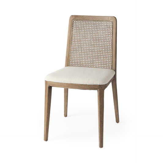 Cream & Brown Fabric Cross Back Side Chairs - Set of 2