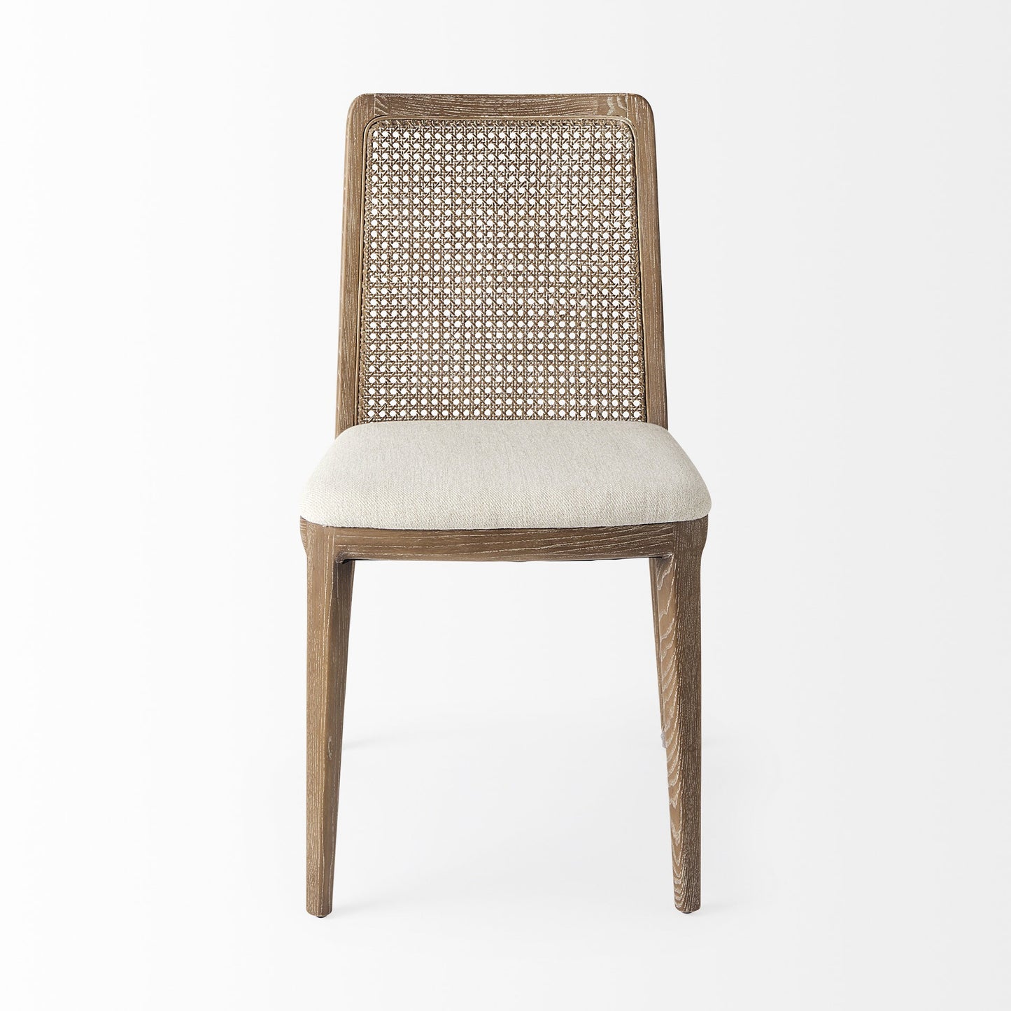Cream & Brown Fabric Cross Back Side Chairs - Set of 2