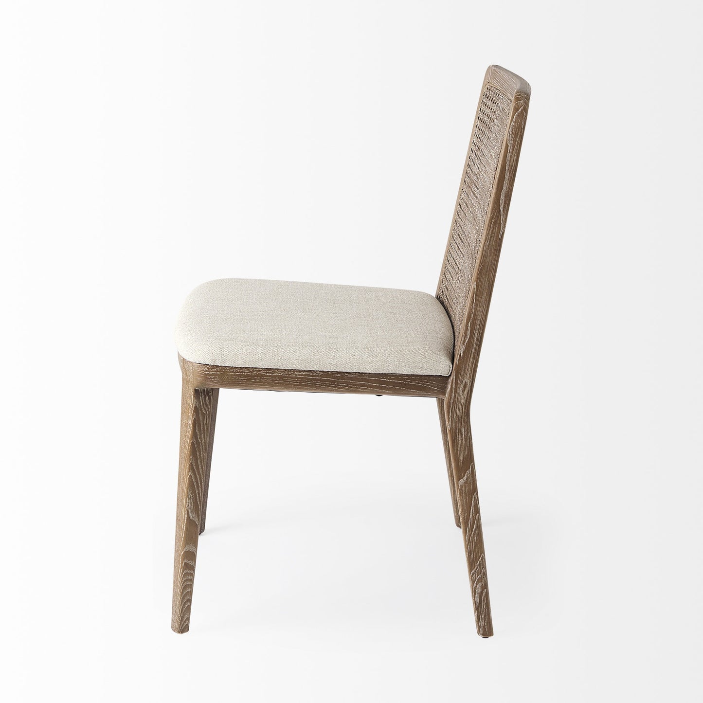 Cream & Brown Fabric Cross Back Side Chairs - Set of 2