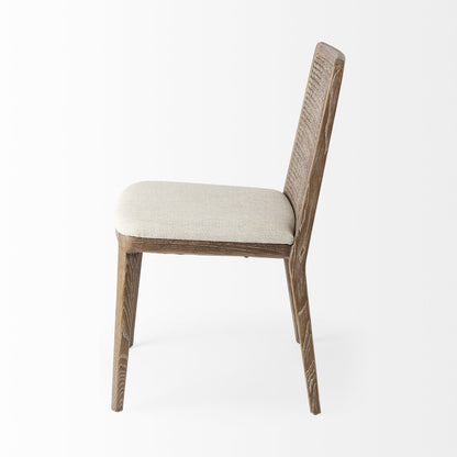 Cream & Brown Fabric Cross Back Side Chairs - Set of 2