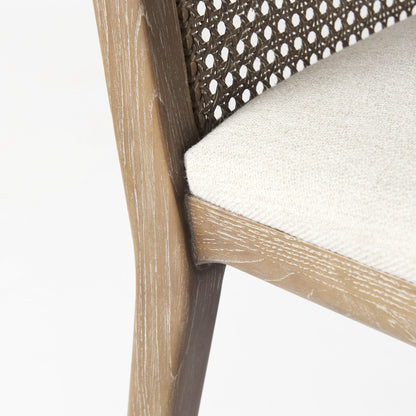 Cream & Brown Fabric Cross Back Side Chairs - Set of 2