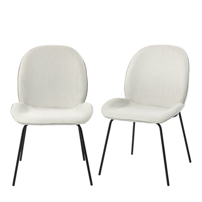 White & Black Fabric Side Chairs - Set of 2