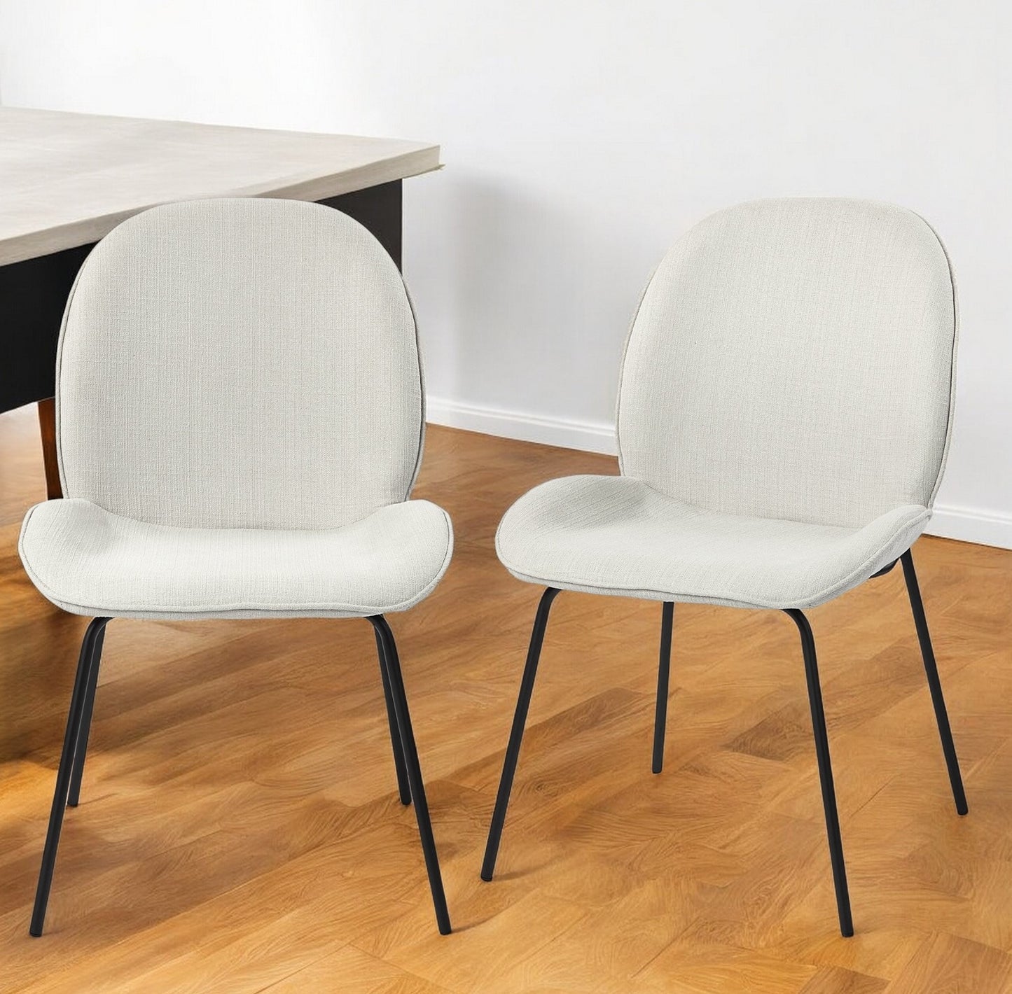 White & Black Fabric Side Chairs - Set of 2