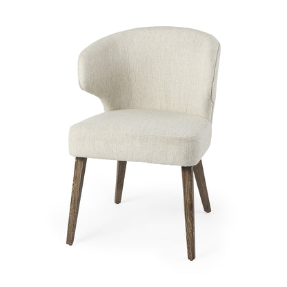 Ivory & Brown Mid Century Wingback Dining Chair
