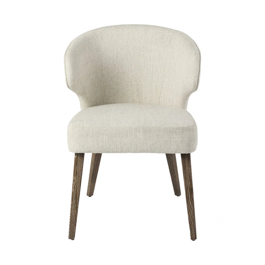 Ivory & Brown Mid Century Wingback Dining Chair