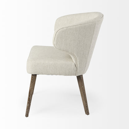 Ivory & Brown Mid Century Wingback Dining Chair