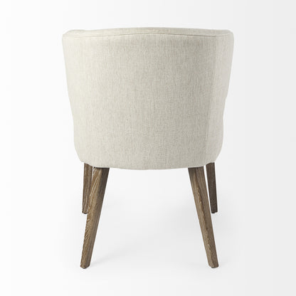 Ivory & Brown Mid Century Wingback Dining Chair
