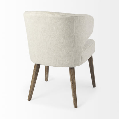 Ivory & Brown Mid Century Wingback Dining Chair
